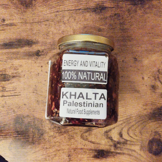 Khalta palestinienne dattes huile olive amandes cannelle graines lin sésame gingembre 400g