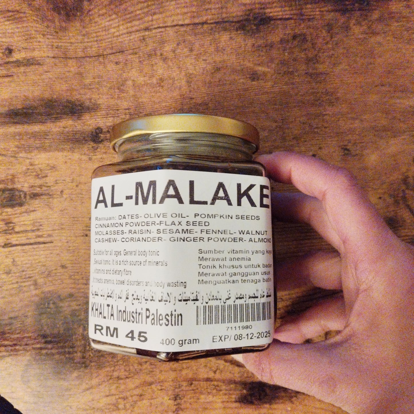 Khalta palestinienne dattes huile olive amandes cannelle graines lin sésame gingembre 400g