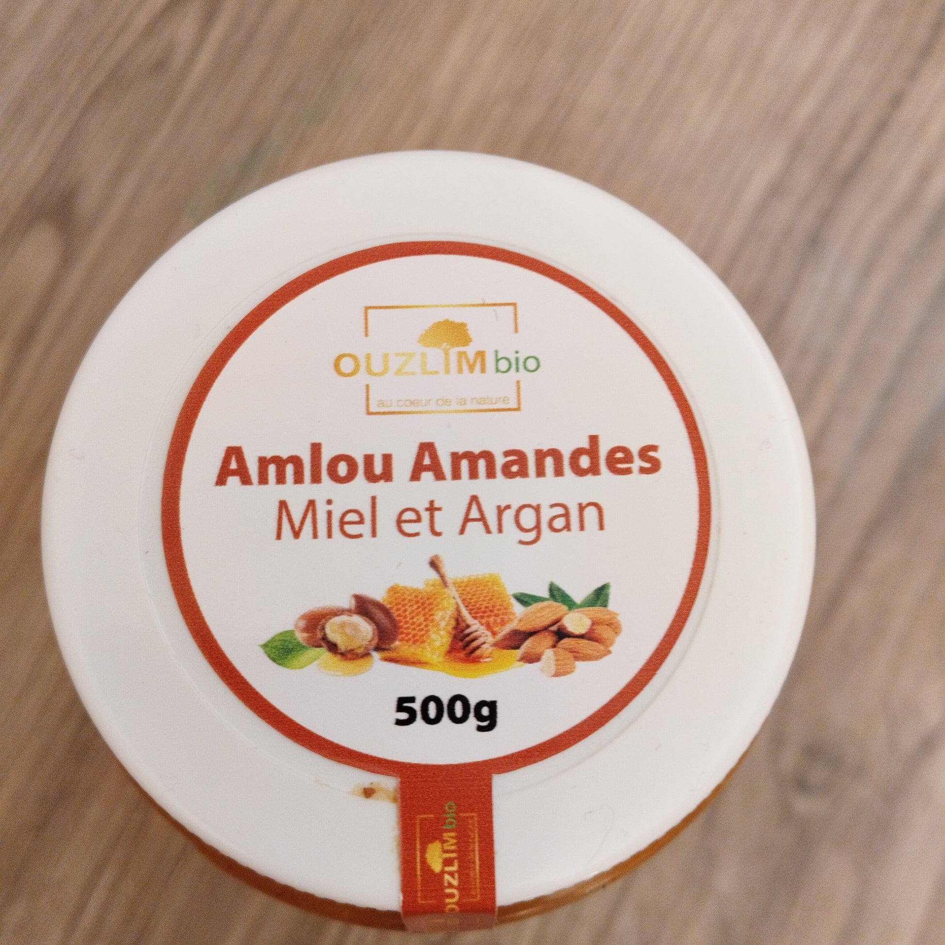 Amlou marocain artisanal 500g pâte tartiner amandes argan miel spécialité souss maroc