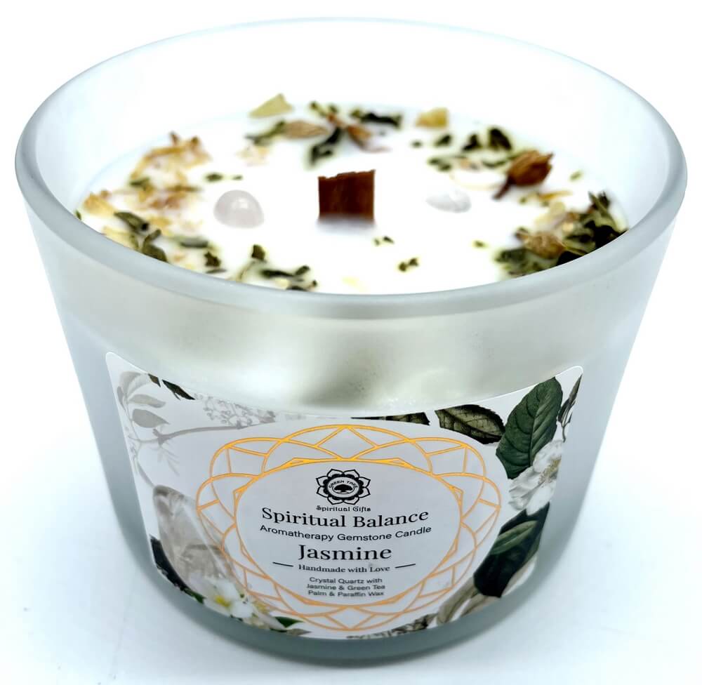 Bougie parfumée intention équilibre spirituel cristal de roche jasmin 256g Green Tree