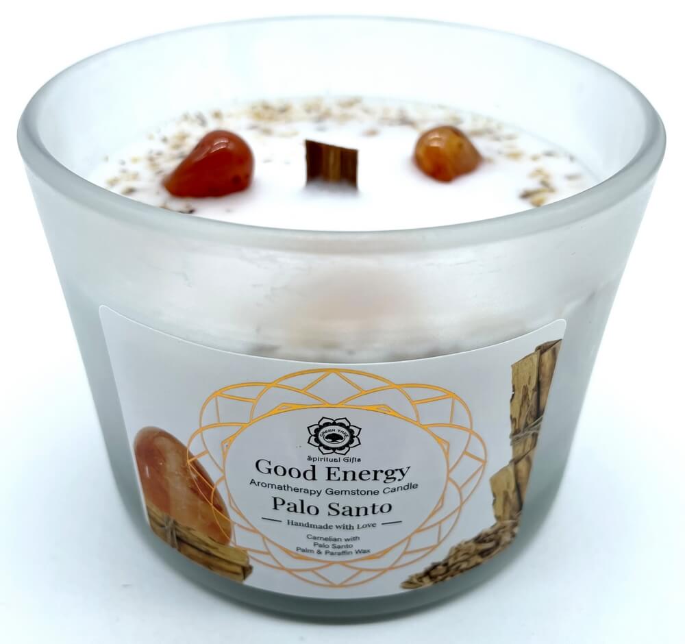 Bougie parfumée énergie positive cornaline palo santo 256g Green Tree vitalité