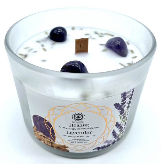 Bougie parfumée guérison améthyste lavande 256g Green Tree bien-être relaxation
